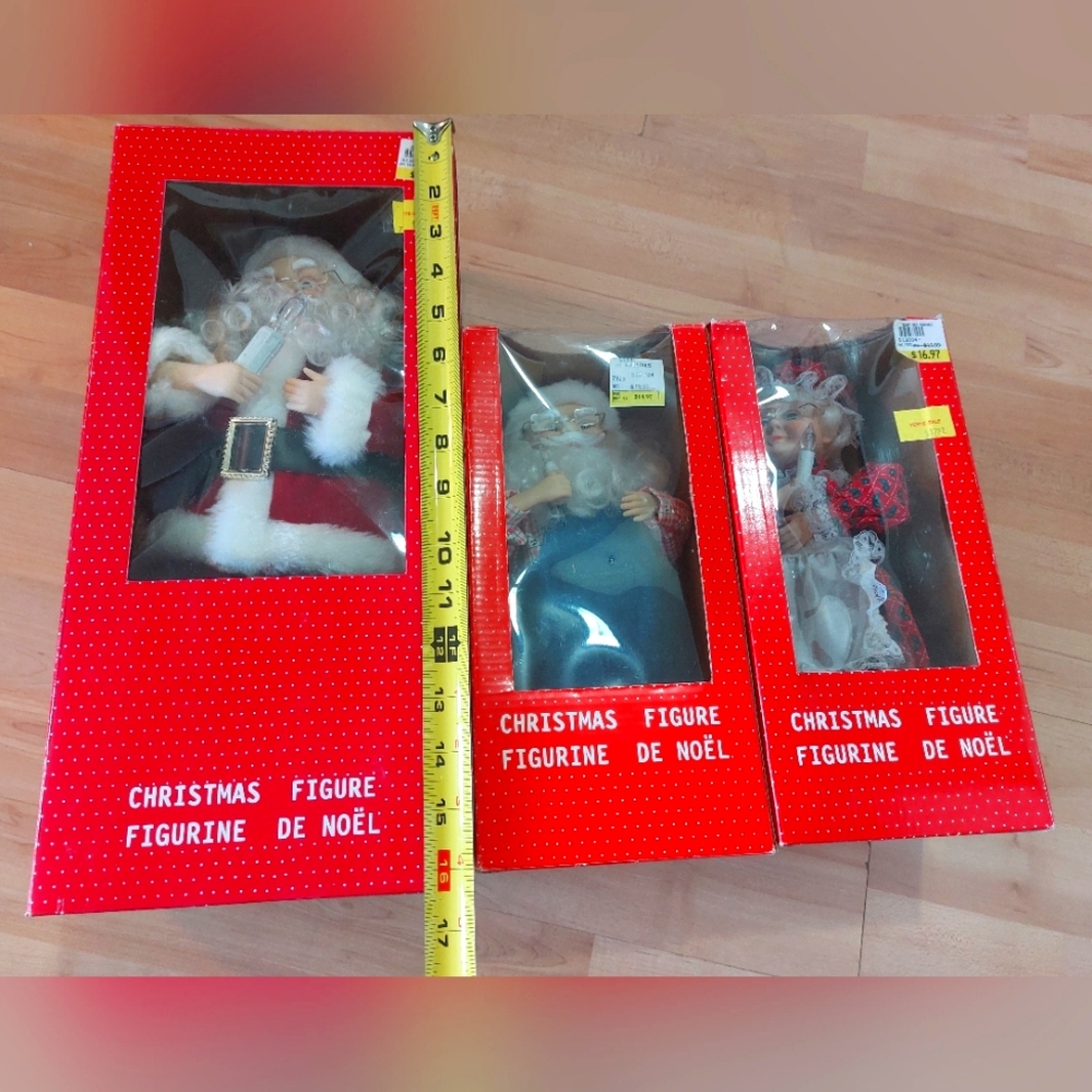 3 Rare vintage santa claus JOUET ANCIEN figurine PERE NOEL Christmas